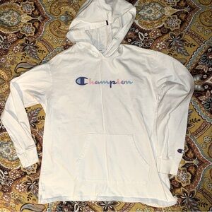 Champion White and Pastel Hoodie Shirt Women’s Medium